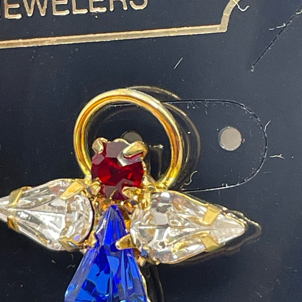 Lindenwald vintage Gold Broochpin with Blue and Red stones